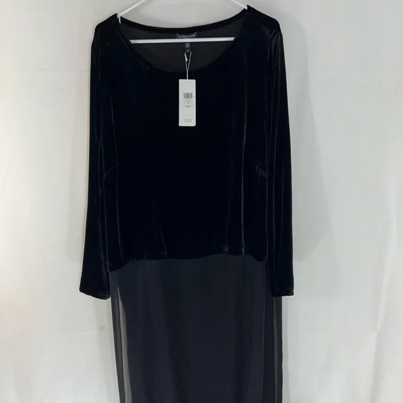 Eileen Fisher Dresses Eileen Fisher Black Velvet And Silk Georgette Ballet Neck Duster Dress 2x New Poshmark